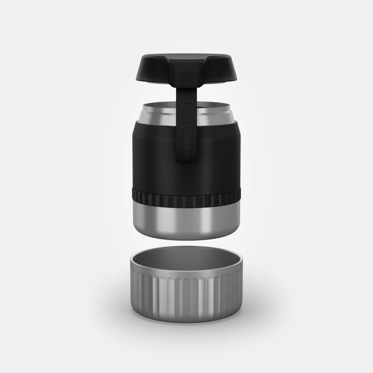 Quechua Stainless Steel Isothermal Food Box For Hiking MH500 0.8 L With Bowl Black 2 Quechua Stainless Steel Isothermal Food Box For Hiking MH500 0.8 L With Bowl Black - Image 2