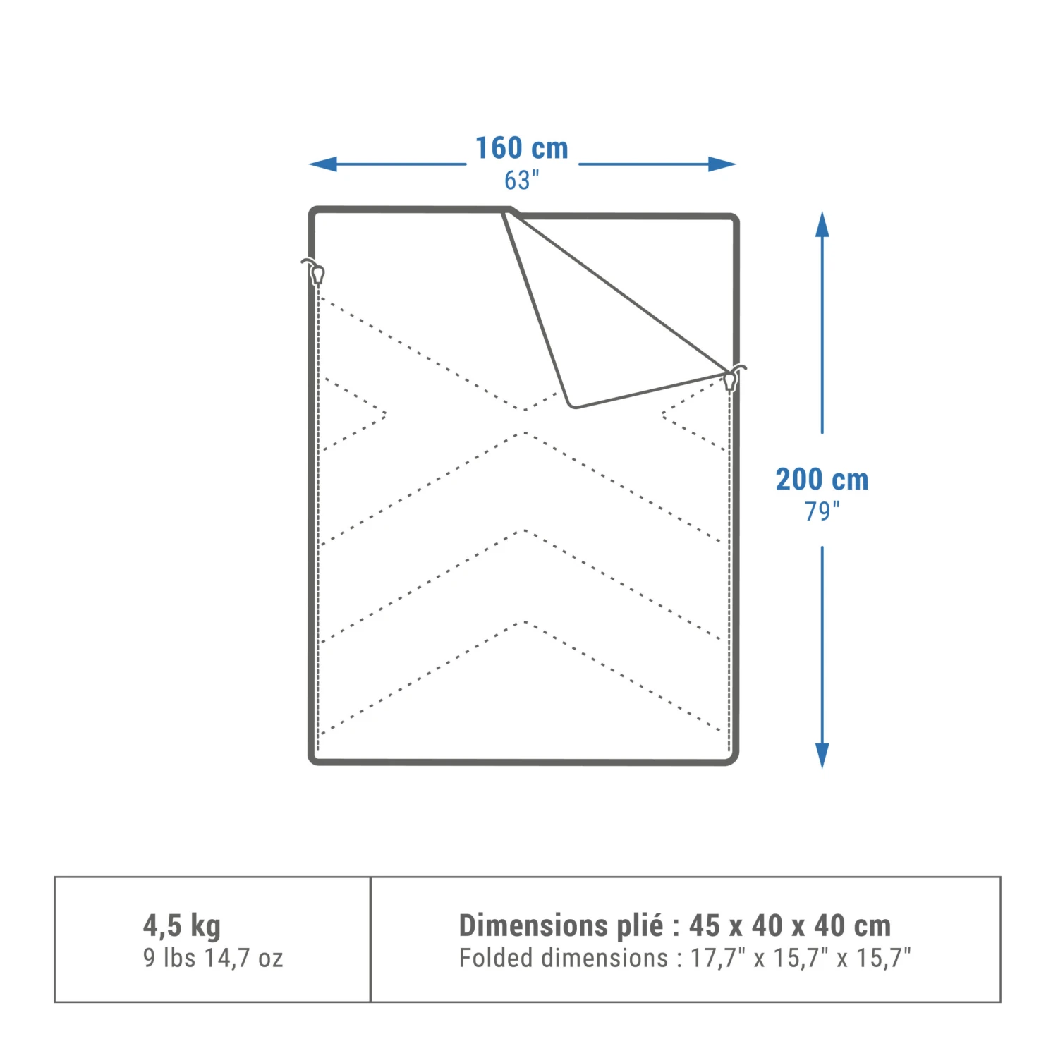 Quechua Camping Sleeping Bag Arpenaz 10° Cotton Double 2 Quechua Camping Sleeping Bag Arpenaz 10° Cotton Double - Image 2