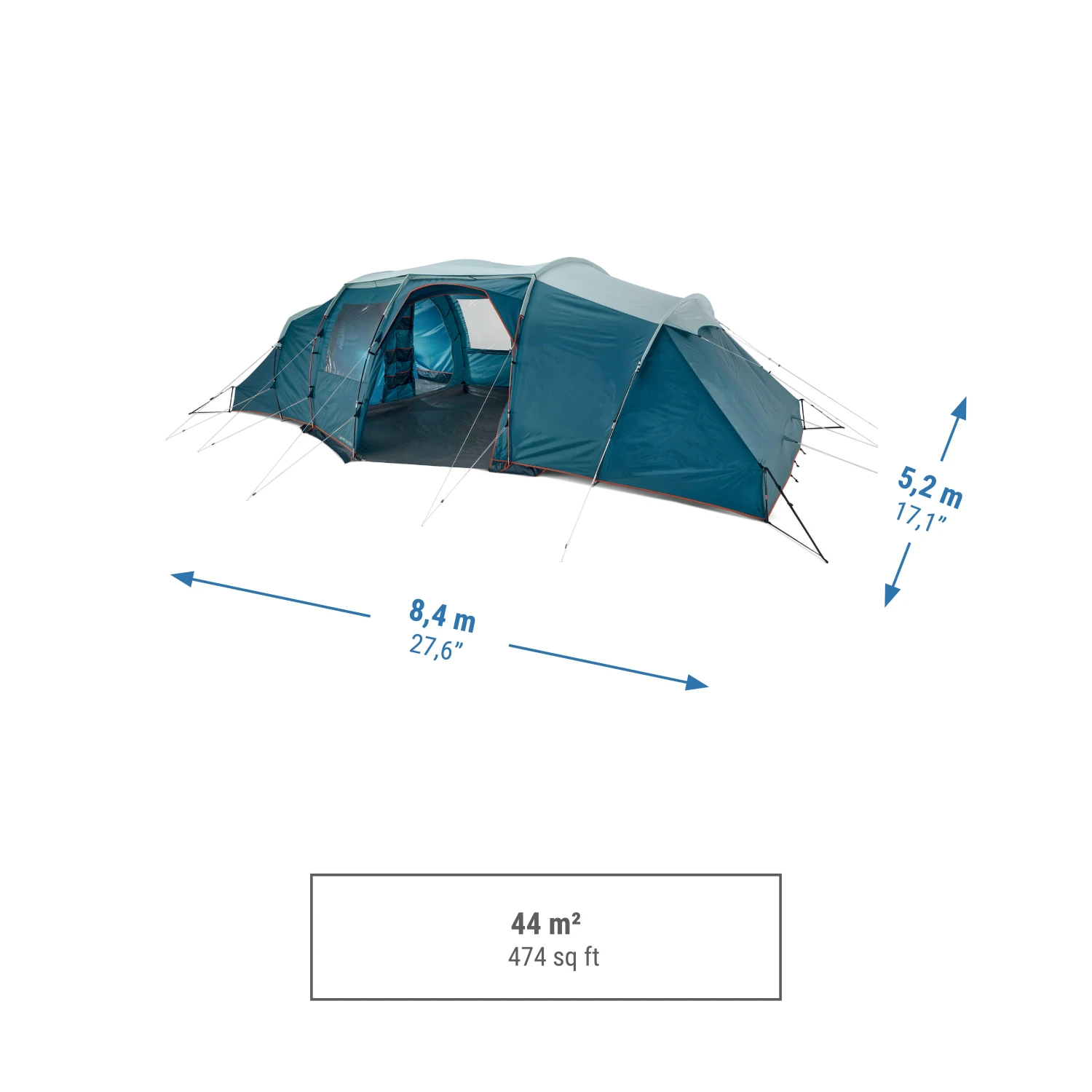 Quechua 8 Man Tent With Poles - Arpenaz 8.4 3 Quechua 8 Man Tent With Poles - Arpenaz 8.4 - Image 3