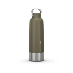 Quechua Stainless Steel Hiking Flask With Screw Cap MH100 1.5 L Khaki