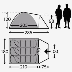 Kampa Brighton 3 Grey Poled Camping Tent 2 Kampa Brighton 3 Grey Poled Camping Tent - Image 2